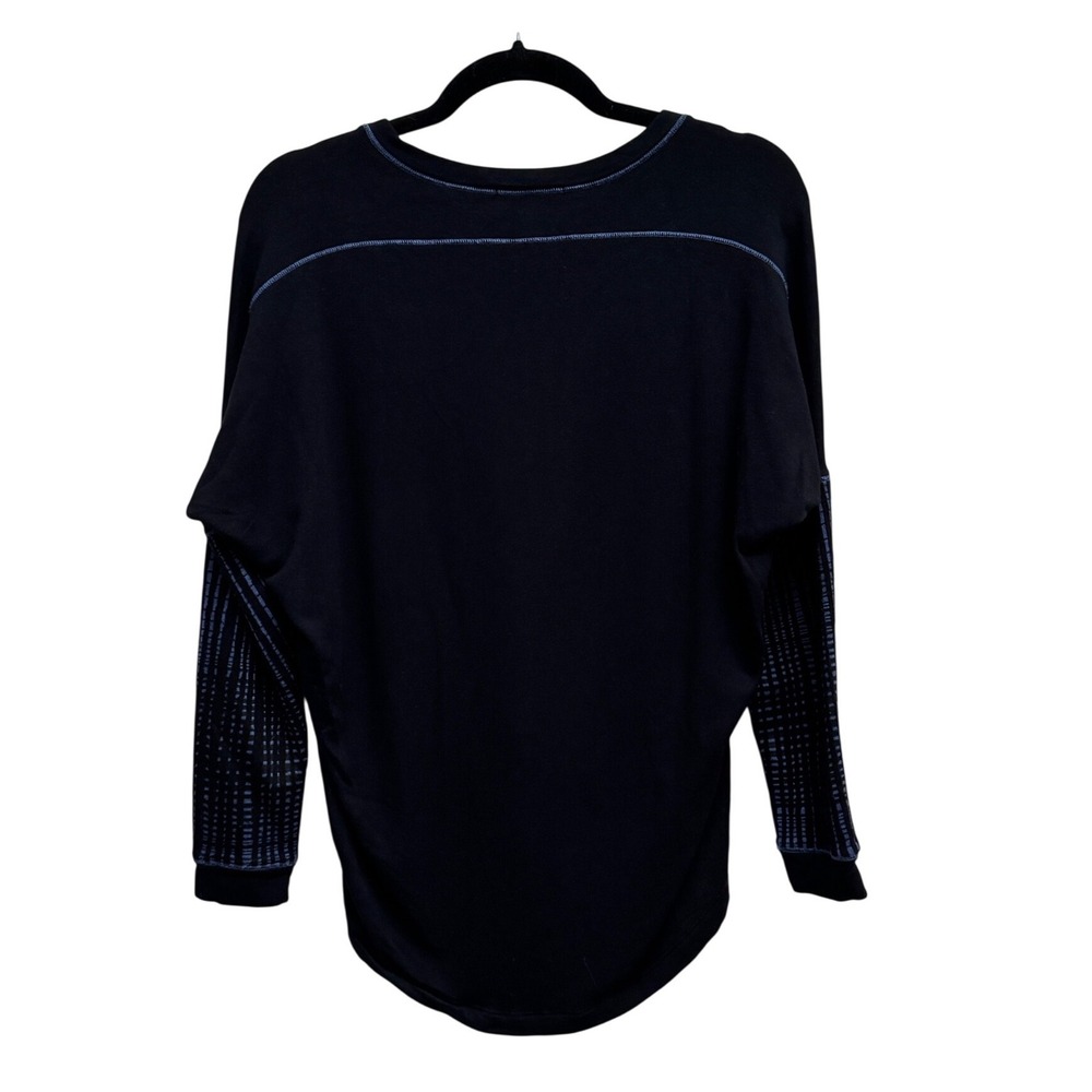 Capote Hi-Low Textured Sweater Black Blue Size Small Boho Oversized - Picture 3 of 7